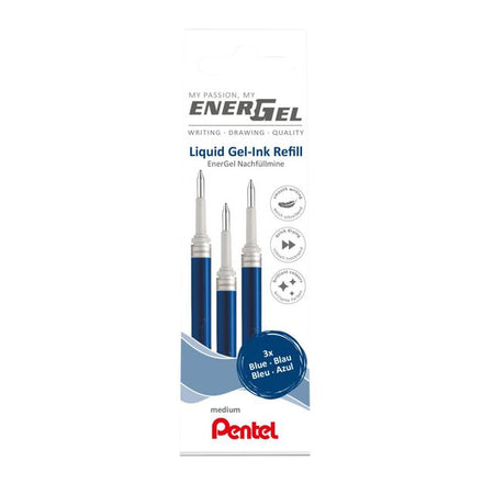 Pentel - Ricarica gel writer LR7 Energel medio blu, set da 3 pezzi