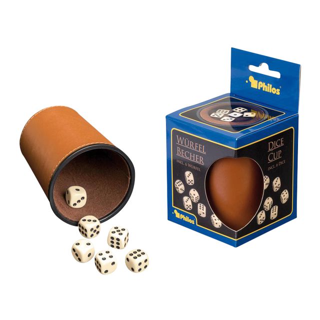 Tucker's Fun Factory - Gobelet à dés Tuckers Fun Factory cuir artificiel incl. 6 dés