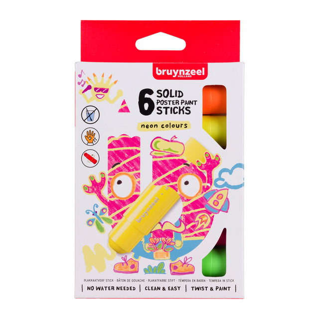 Bruynzeel - Guazzo in bastoncini Neon 6 colori | 6 pezzi