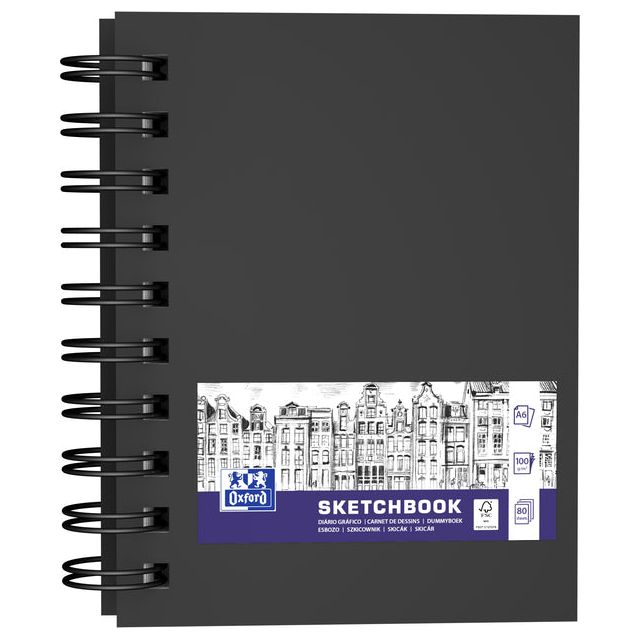 Oxford - schetsboek, 80 vel, 100 g/m², ft A6, zwart