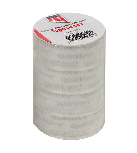 Quantore - Klebeband 19mmx25m transparent 4 Rollen