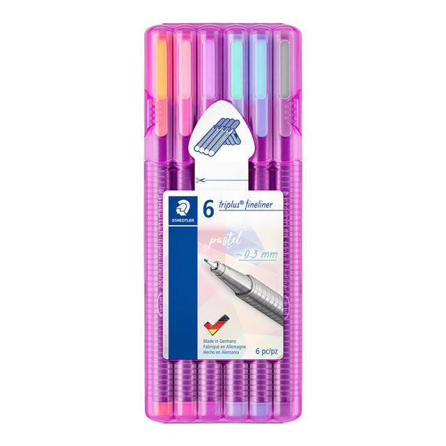 Staedtler - Fineliner Triplus, set-up Box avec 6 couleurs pastel