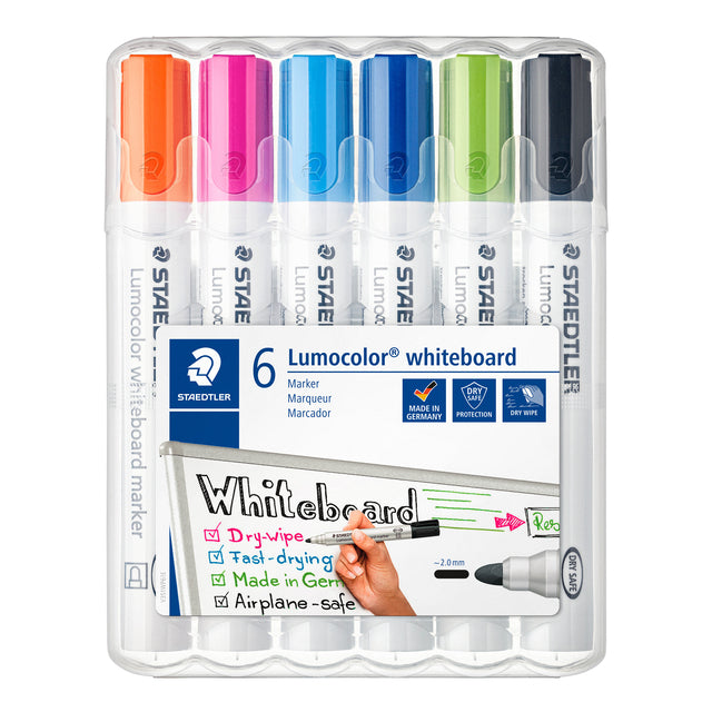 Staedtler - Lumocolor whiteboardmarker etui van 6 stuks in geassorteerde kleuren