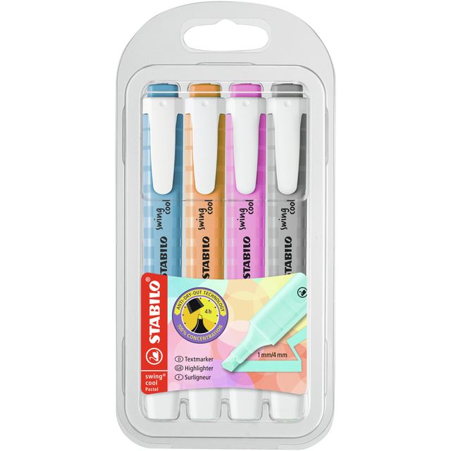 Stabilo -  Markeerstift Swing cool 275/4 pastel assorti etui à 4 stuks