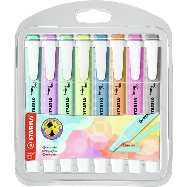 Stabilo - Highlighter Swing cool 275/8 pastel assorted case of 8 pieces