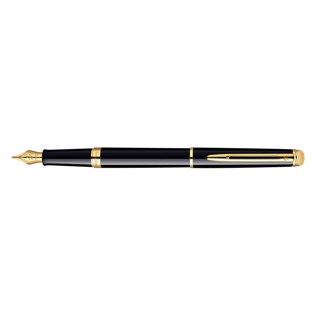 Waterman - Fountain pen Hémisphère black lacquer GT medium