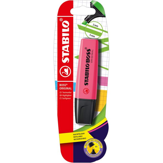 STABILO - Surligneur BOSS Original 70/56 rose blister de 1 pièce | 10 pièces