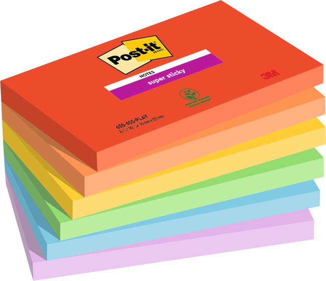 Post-it -  Memoblok  655 super sticky 76x127mm playful | 12 stuks