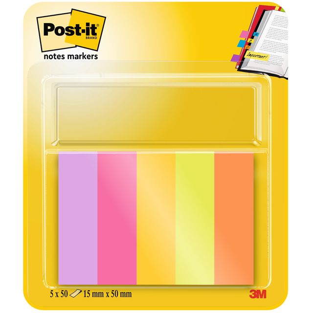 Post-it -  Markeerstrook  670-5-tfen 15x50mm energetic | 6 stuks