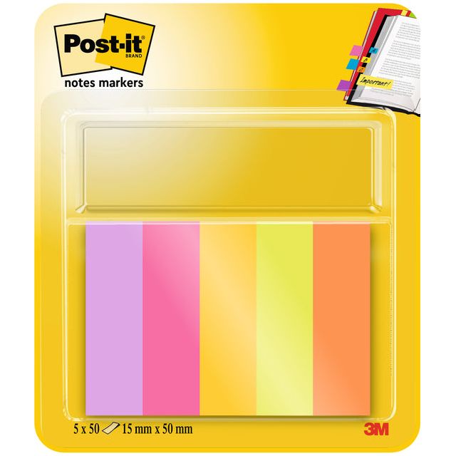 Post-it notes markers - notes markers Energetic, ft 15 x 50 mm, blister met 5 blokjes van 50 tabs