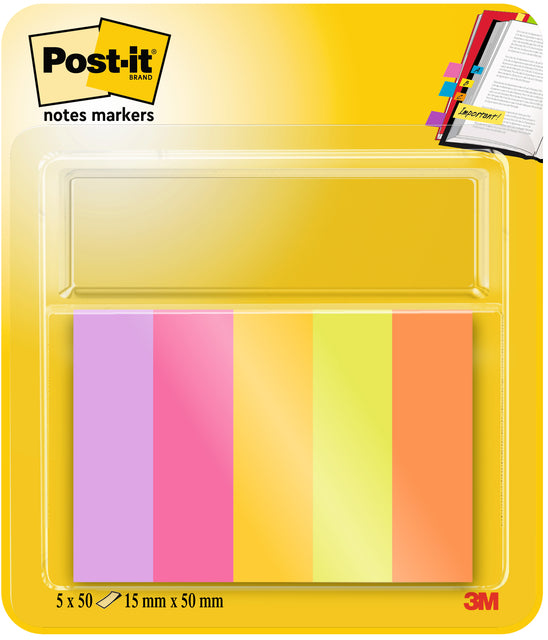 Post-it -  Markeerstrook  670-5-tfen 15x50mm energetic | 6 stuks