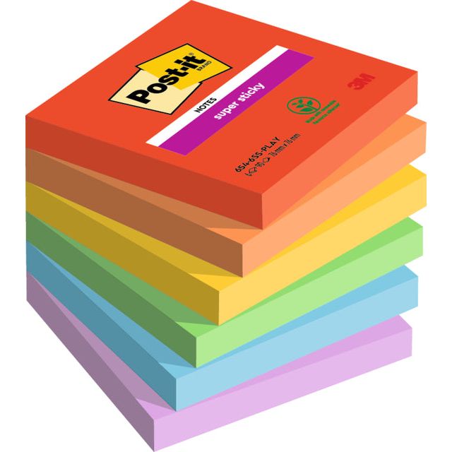 Post-it-Memolok 3M Post-It 654-6SS-Play | Pak un 6 pièces | 12 pièces