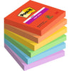 Post-it - Super Sticky Notes Playful, 90 vel, ft 76 x 76 mm, geassorteerde kleuren, pak van 6 blokken