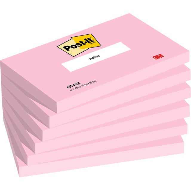 Post-it-MemoBlok 3M Post-It 655 76x127mm Pink | Sich ein 6 -Stück schnappen