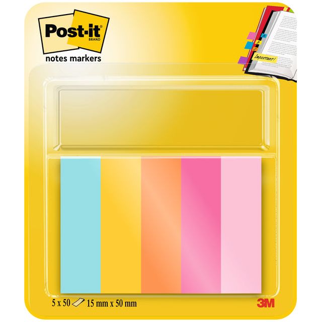 Post-it notes markers - notes markers Beachside, ft 15 x 50 mm, blister met 5 blokjes van 50 tabs