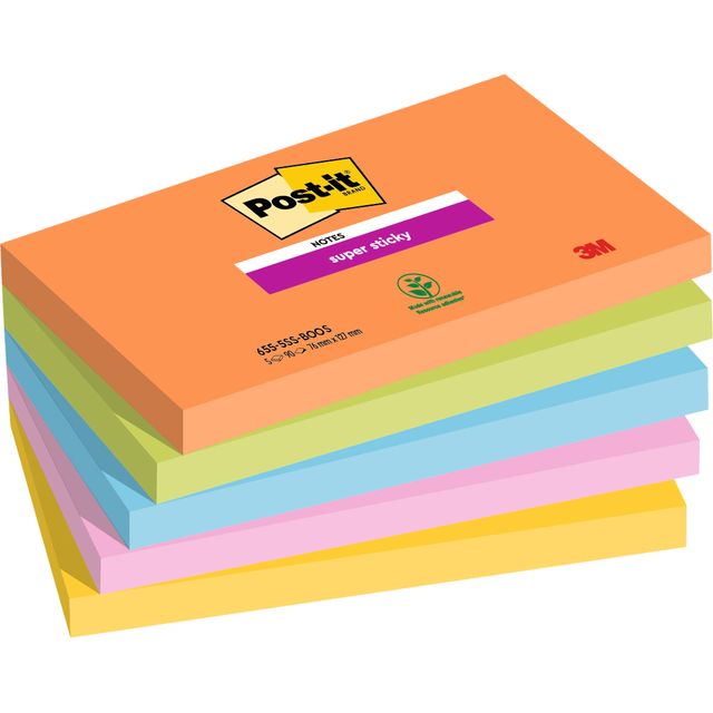 Post-it -  Memoblok  655 super sticky 76x127mm boost | 12 stuks