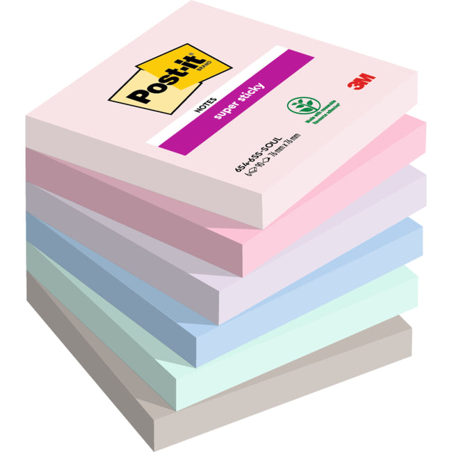 Post-it - Bloc-notes 654 super collant 76x76mm émouvant | 12 pièces