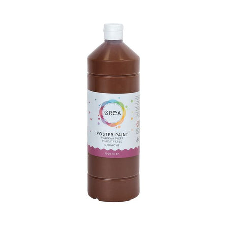 Qrea - Posterfarbe Dunkelbraun 1000ml | 6 Stück