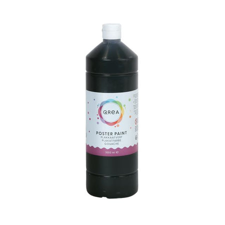 Qrea - Posterfarbe Schwarz 1000ml | 6 Stück