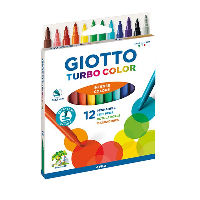 Giotto - Feutre Turbo Color set de 12 couleurs | 10 pièces