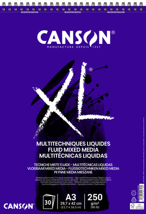 Canson - Mixed-Media-Papier XL Fluid Mixed Media 30 Blatt 250gr A3 extra weiß