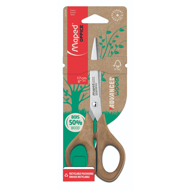 Maped Office - Tijeras Advanced Wood 17cm marrón
