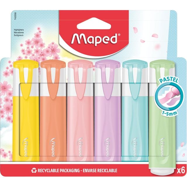 Mapte - Marking Pen Maped Set de 6 couleurs pastel | Blister un 6 pièces