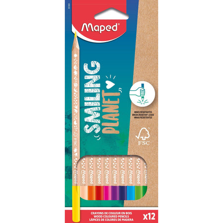 Maped - Juego de lápices de colores Smiling Planet de 12 colores