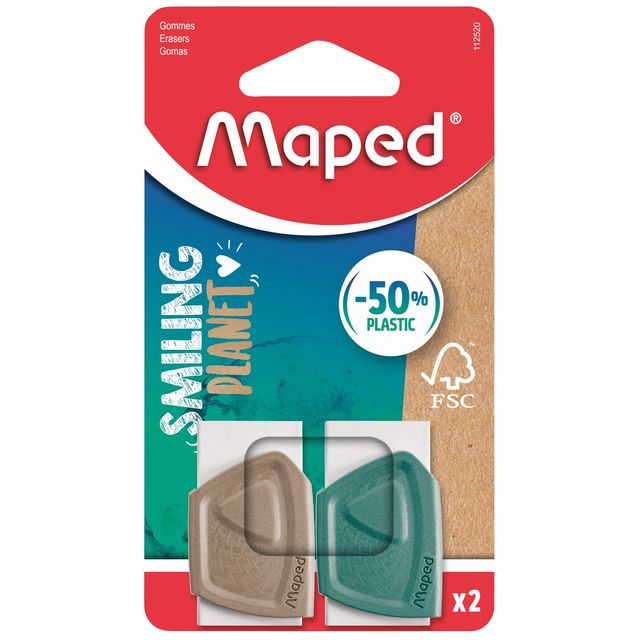 Maped -  Gum  smiling planet blister à 2 stuks