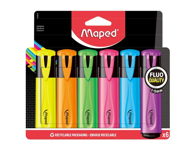 Maped - markeerstift Fluo'Peps assortiment blister met 6 stuks