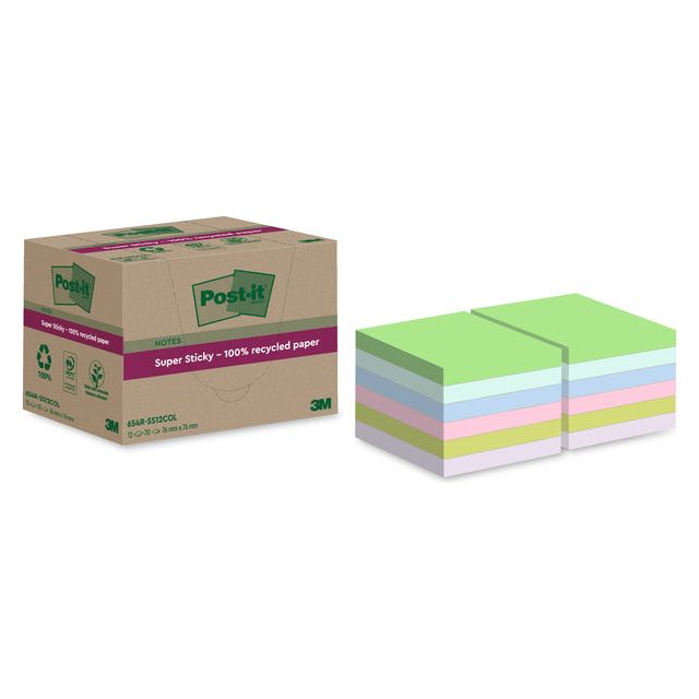 Post-it-Memolok 3M Post-It 654 RSS12COL 76X76MM ASS.KL | Box a 12 pièces