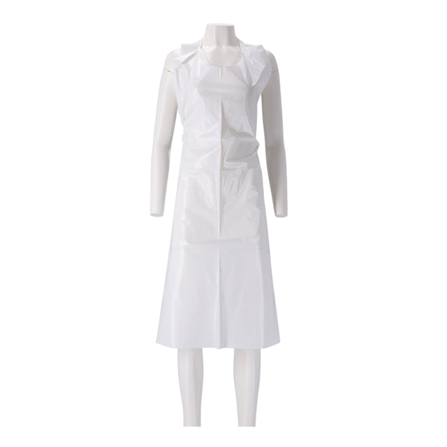 CMT - Apron 125x80cm 25mu roughened on roll PE white 100 pieces