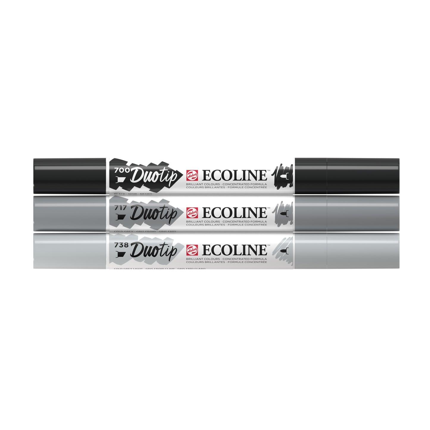 Talens - Duotip Ecoline 3er-Set schwarz und grau