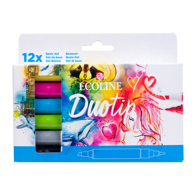 TALENS - Duotip Marker Ecoline Basic Set 12 Couleurs | 3 pièces