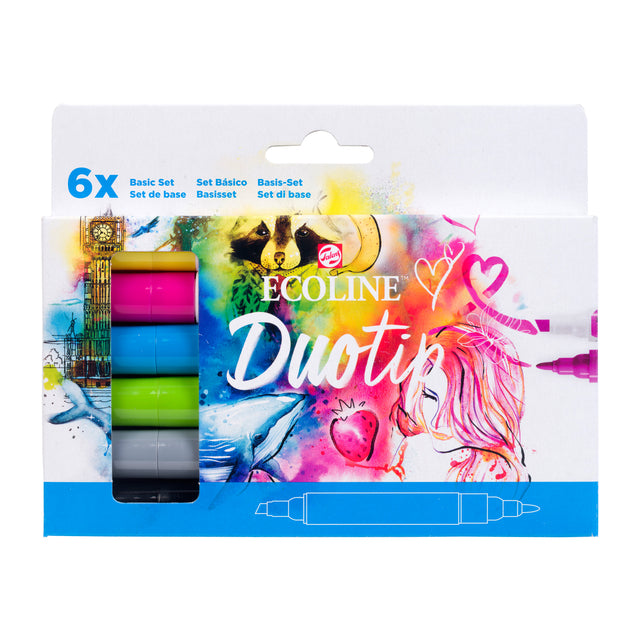 TALENS - Duotip Marker Ecoline Basic Set 6 Couleurs | 3 pièces