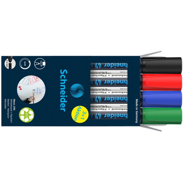 Schneider - Rotulador de pizarra Maxx 290 redondo 2-3mm surtido 3+1 gratis