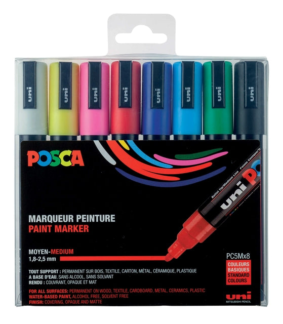 Posca - Paintmarker Uni PC5M medium assorted set of 8 pieces