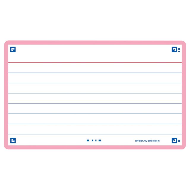 Oxford - Flashcard 2.0 75x125mm 80 sheets 250gr line pink