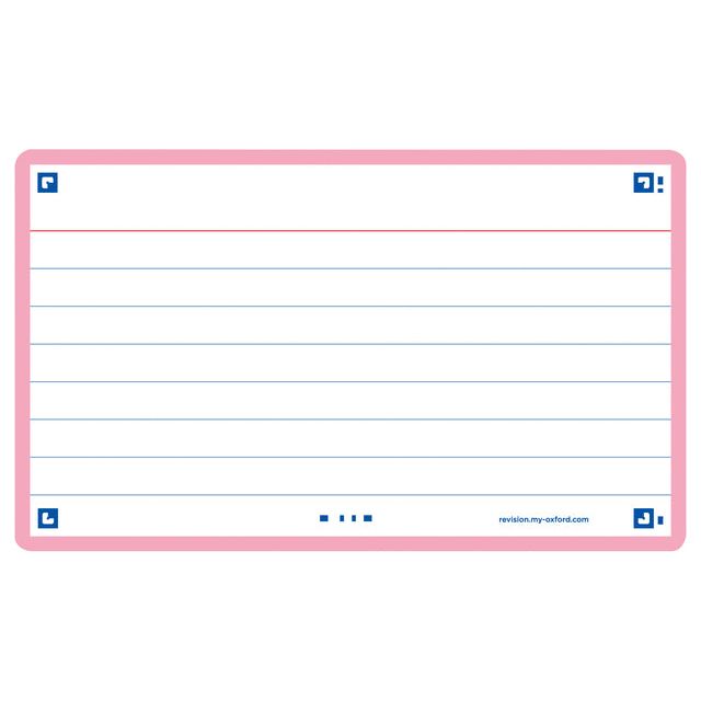 Oxford - Flashcard 2.0 75x125mm 80vel 250gr lijn roze