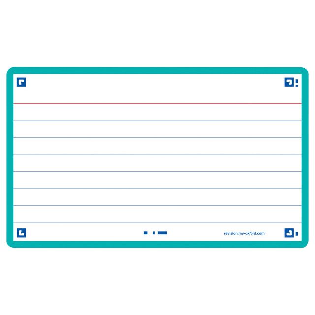 Oxford - Flashcard OXF 2.0 75x125mm 80vel 250gr Ligne Mint | Retrait de 80 feuilles