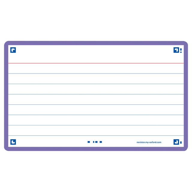 Oxford - Flashcard OXF 2.0 75x125mm 80vel 250gr Ligne violet | Retrait de 80 feuilles | 20 morceaux