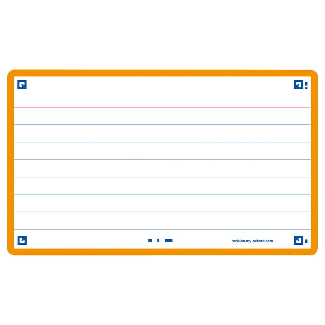 Oxford - Flashcard OXF 2.0 75x125mm 80vel 250gr Ligne orange | Retrait de 80 feuilles