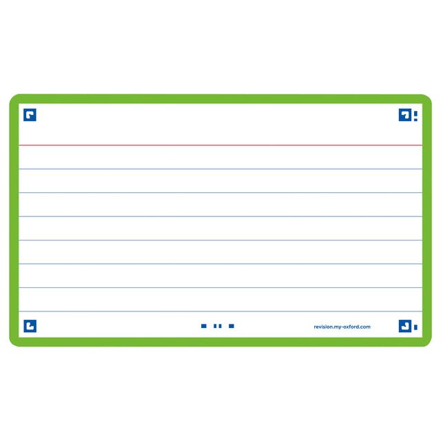 Oxford - Flashcard OXF 2.0 75x125mm 80vel 250gr Ligne verte | Retrait de 80 feuilles