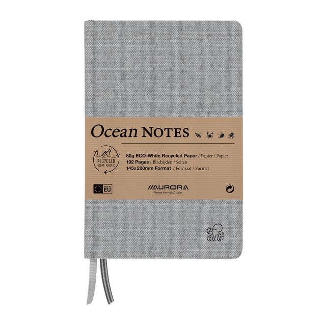 Aurora - Quaderno Ocean A5 192 pagine linea 80gr struttura lino copertina grigia