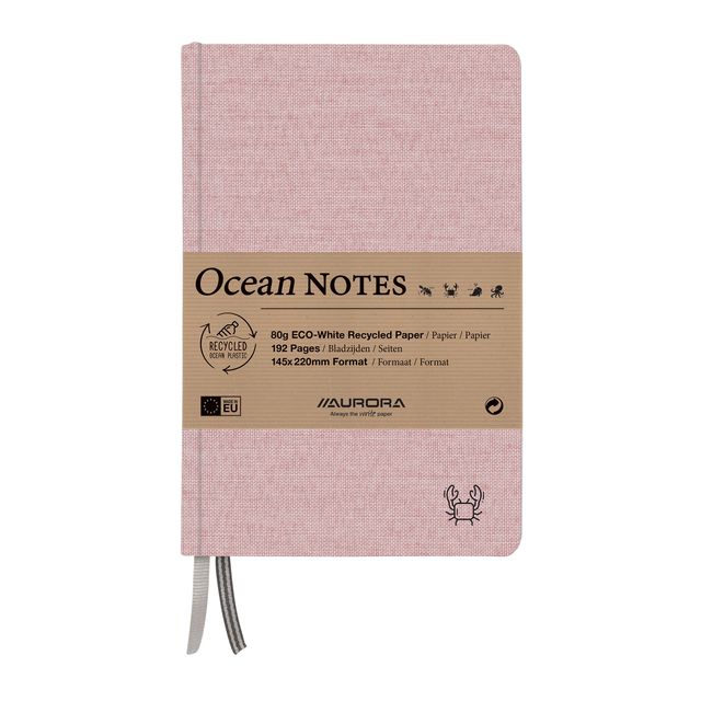 Aurora - Carnet Ocean A5 192 pages ligné 80gr couverture structure lin rouge | 4 pièces