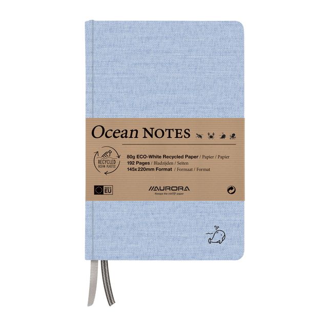 Aurora - Notebook Ocean A5 192 pages line 80gr linen structure cover blue | 4 pieces