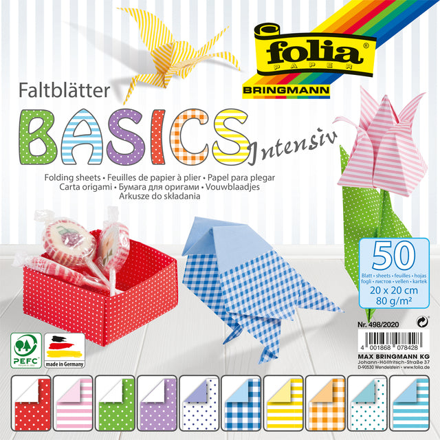 Folia Paper - Folding leaves Folia 80gr 20x20cm 50 sheets 2-sided 10 basics designs