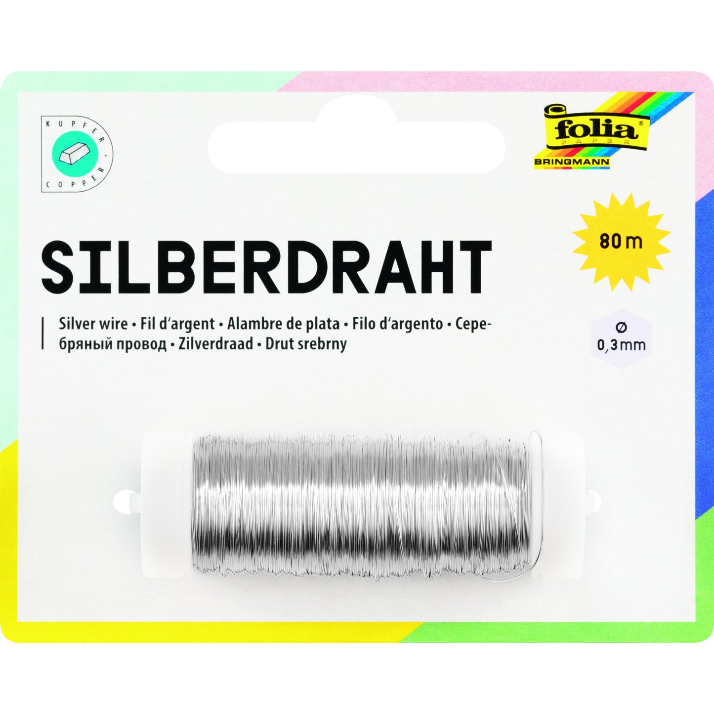 Folia-Papier – Silberdraht Folia 0,3 mm x 80 m | 10 Stück