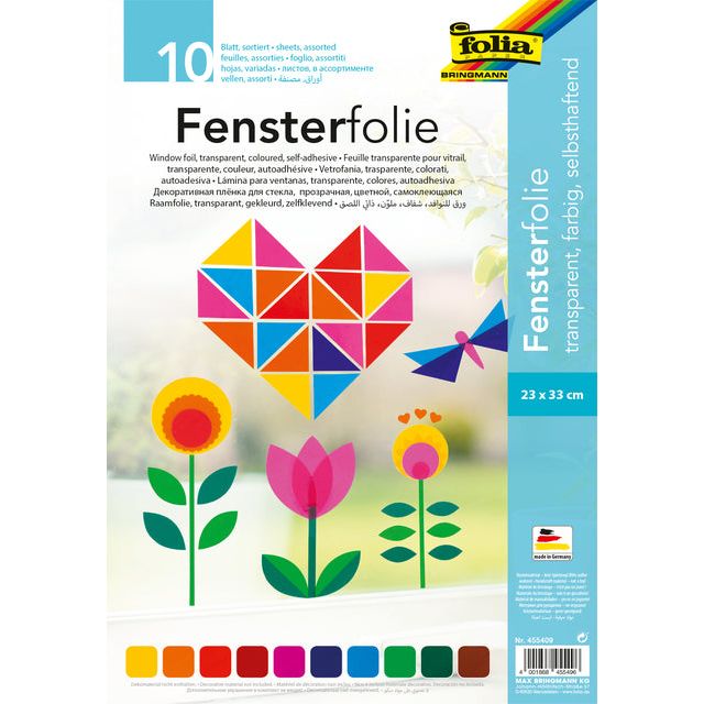 Folia Paper - Fensterfilm Folia 23x33cm 10 Blätter 10 Farben | Pak ein 10 Blatt | 5 Stücke