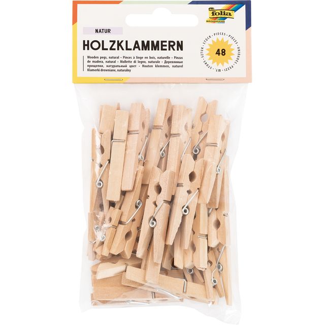 Folia Paper - Clothespin Folia 48 pieces, three sizes of wood
